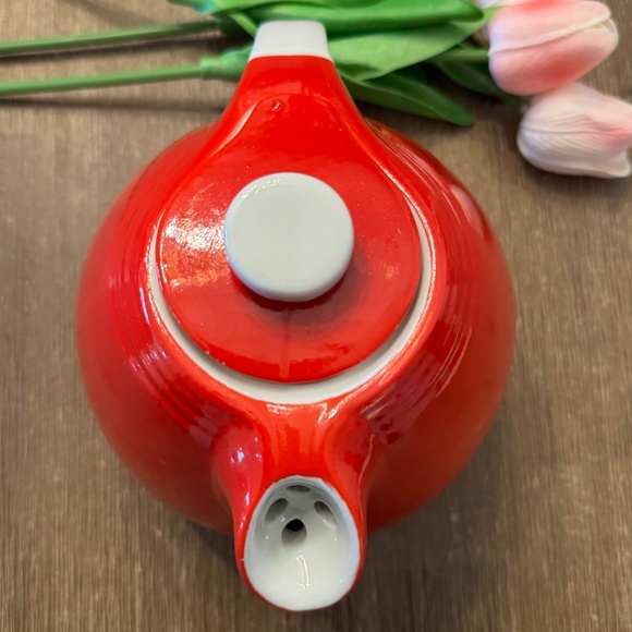 Vintage Hall's Superior Quality Kitchenware Ball Teapot Red Ceramic Made in USA - Picture 3 of 7